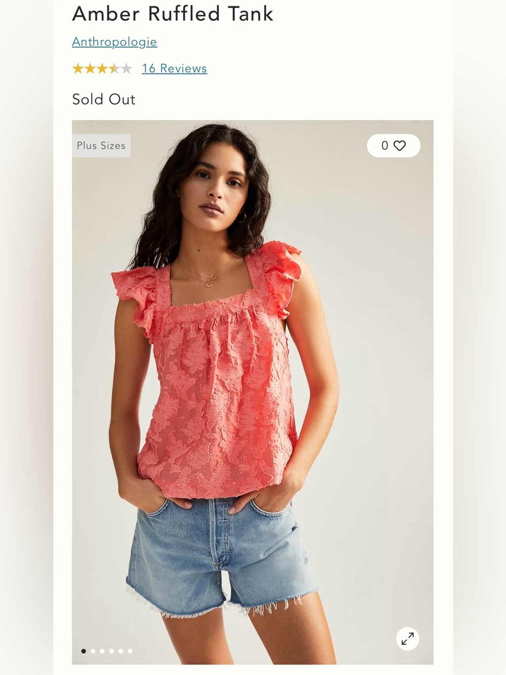 Anthropologie Amber Ruffled Tank Top